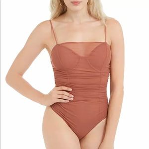 GUESS Marciano Pati Mauve Pink Mesh Bodysuit Top - Size XS, 0